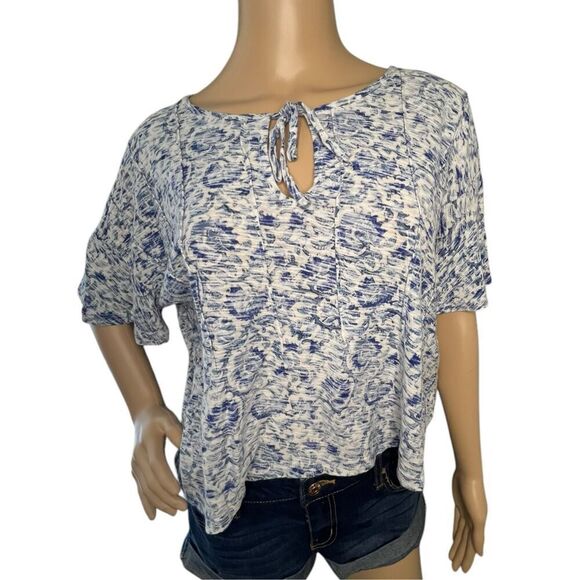 Lucky Brand Boho Short Sleeve Boxy Style Aztec Patterned T-Shirt - Picture 1 of 5